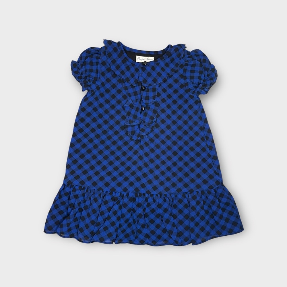 Ralph Lauren Blue Gingham Plaid Dress & Bloomer Set - Picture 1 of 7